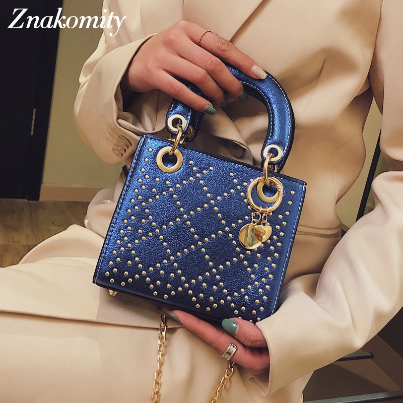 Znakomity модная сумка на цепочке с клапаном, известный бренд, дизайнерская сумка, маленькая сумка из искусственной кожи, женские сумки на плечо с заклепками, женские сумки через плечо
