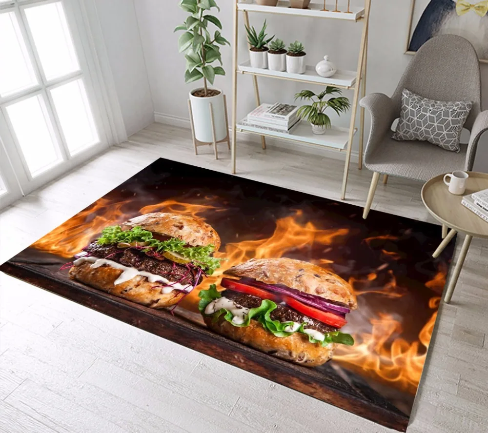 Гамбургер огненные ковры и ковры для детей Детская домашняя гостиная большая Нескользящая Подушка спальня Туалет кухня пол двери коврики для ванной