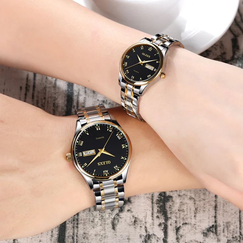 Часы OLEVS для пар женские часы из нержавеющей стали мужские uhr Reloje mujer montre femme