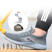 Мужская защитная Рабочая обувь со стальным носом, анти-разбивающая, не скользящая, летняя, дышащая, дезодорирующие ботинки со стальным носком