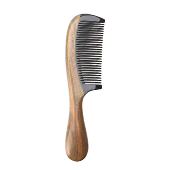 

Preety Natural Green Sandalwood Ox Horn Wood Anti Static Hair Beard Comb Care Handle