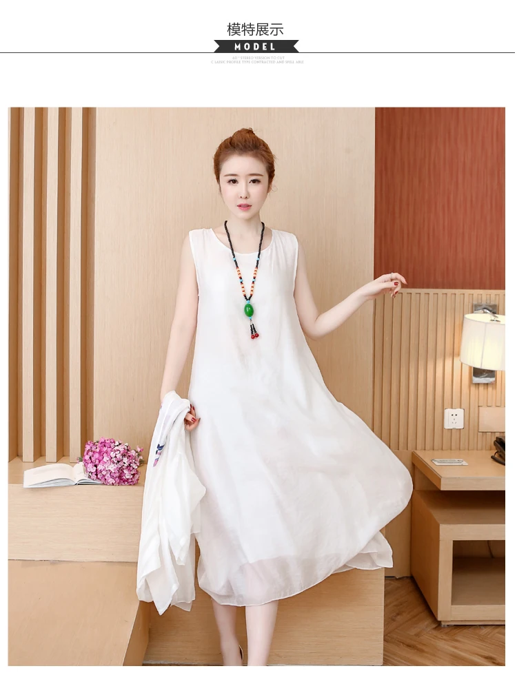 Dress Women Plus Size White Cotton Linen Vintage Summer Dress Long 2 Piece Set Elegant Beach Maxi Dresses for Women 2019 Vestido10
