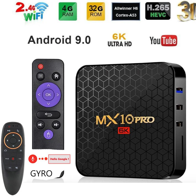 ТВ приставка MX10 Pro 6k Android 9 0 Allwinner H6 4 ядра Гб 32 ГБ 64 2 ГГц Wi Fi USB поддержка 6K * 4K H.265