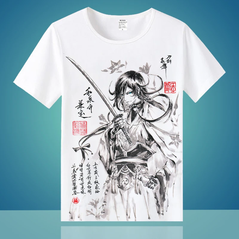 Унисекс аниме Cos KATSUGEKI/TOUKEN RANBU Mikazuki Munechika Повседневная футболка | Мужская одежда