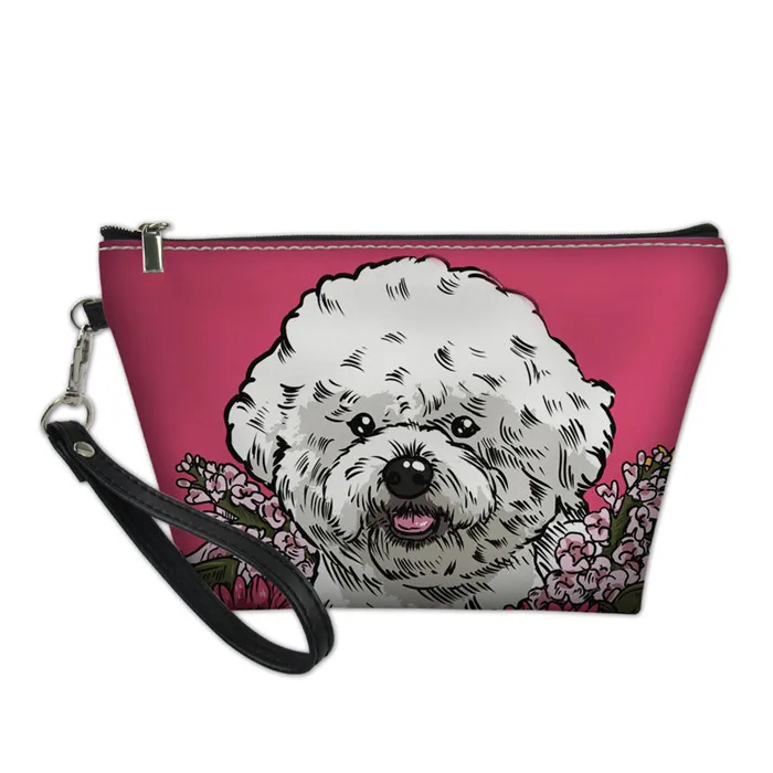 Twoheartsgirl розовый бишон фризе Макияж сумка косметичка для Для женщин маленькие кожаные женские путешествия мыть мешок несессер - Цвет: Z3010Z8