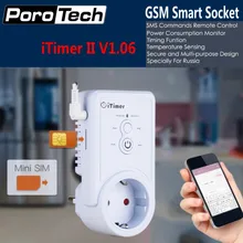 Russian/English SMS Command Control GSM Smart Power Plug Socket Switch Outlet with Temperature sensor USB Output Sim Card Slot