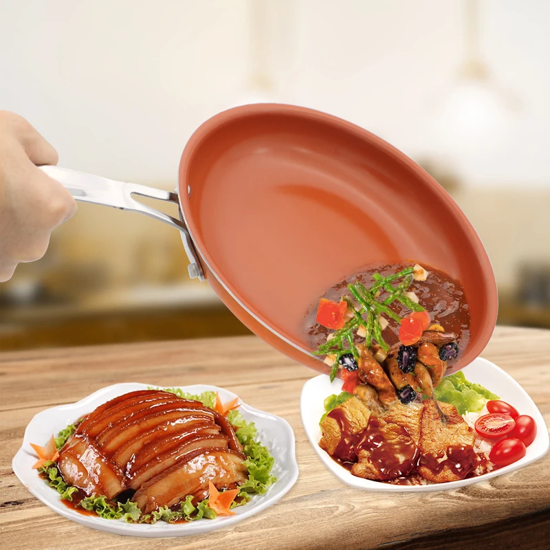 Универсальная сковорода 24 28 см бездымного антипригарная медная красная сковорода кастрюля керамическая Индукционная антипригарная сковорода для духовки