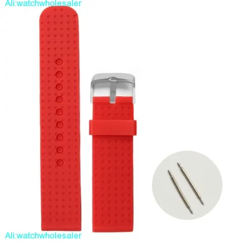 22mm Good Red Color Silicone Jelly Rubber Ladies Watch Band Straps WB1053J22JB