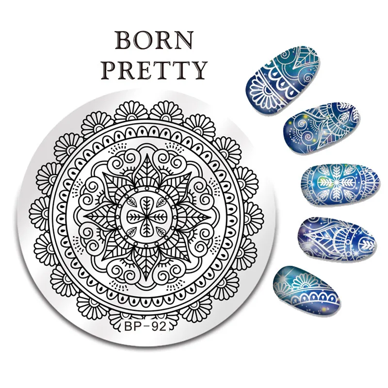 Born pretty Круглая 5.5 см Ногтей Штамп Шаблон Арабеска Тима Плиты Изображения BP 92|art stamp