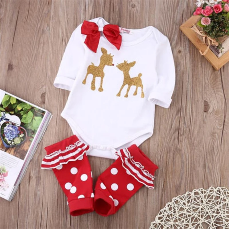 Newborn Xmas my first Christmas Baby Bodysuits Boys Girls Clothes