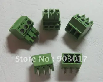 

200 pcs Angle 3pin/way Pitch 3.5mm Screw Terminal Block Connector Green Color Pluggable Type with angle pin