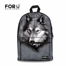 FORUDESIGNS 2017 Men s Travel Backpack 3D Animal Printing Cool Wolf Backpacks Men Kids Students Bagpack