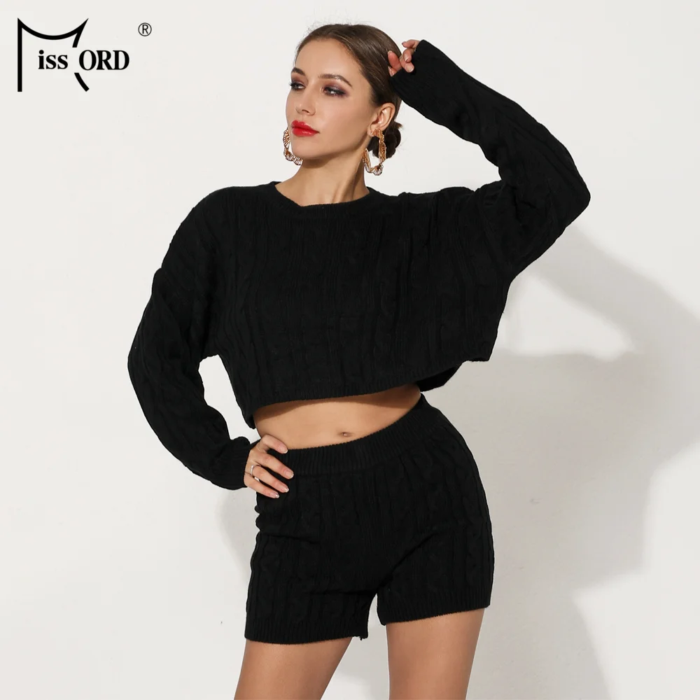

Missord 2019 Women Sexy Two Pcs Set Off Shoulder Jumpsuit Elegant Solid Color Playsuit FT18991-1