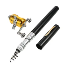 Катушка спиннинга комбо набор Мини Телескопическая портативная рыболовная удочка+ катушка из алюминиевого сплава рыболовная леска мягкие приманки джиг-приманка крючки