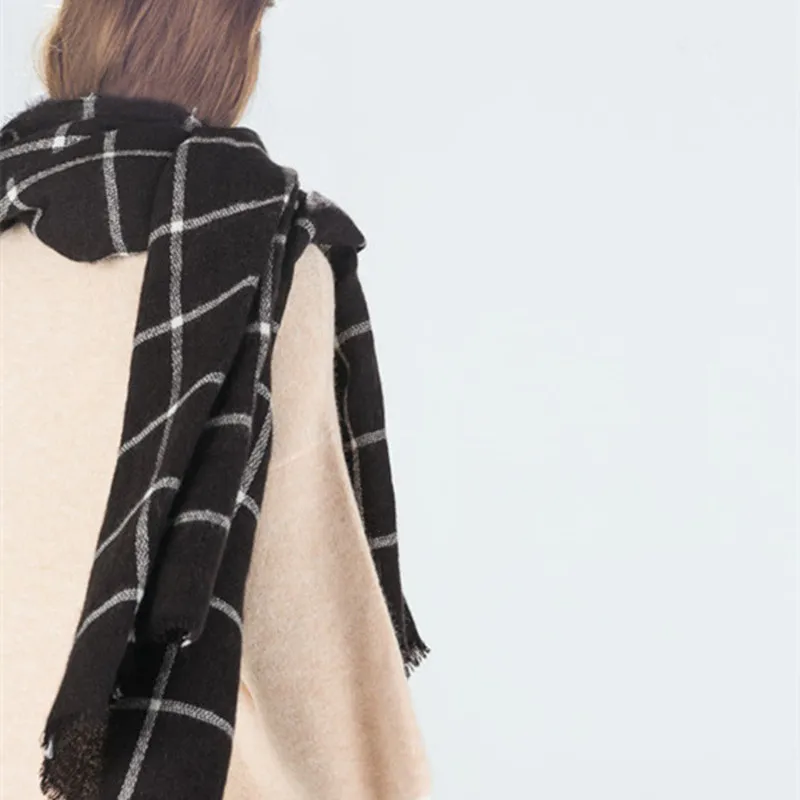 Red Black Scarf 200CM 100CM New Lady Women Blanket black white Plaid Cozy Checked font b