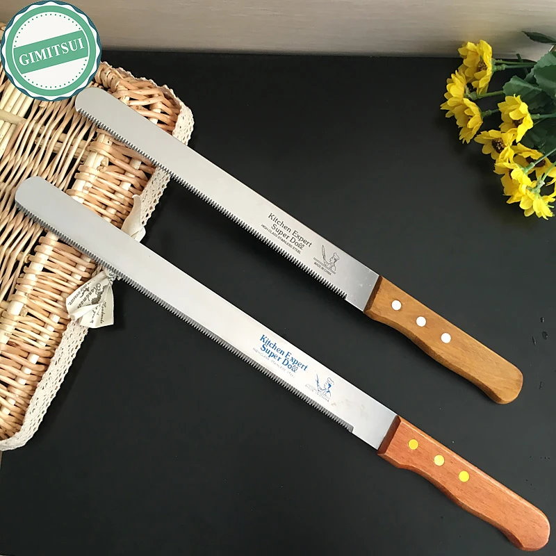 1Pcs Kitchen 10 12inch Kitchen Chef Serrated Toast Bread Cake Wood