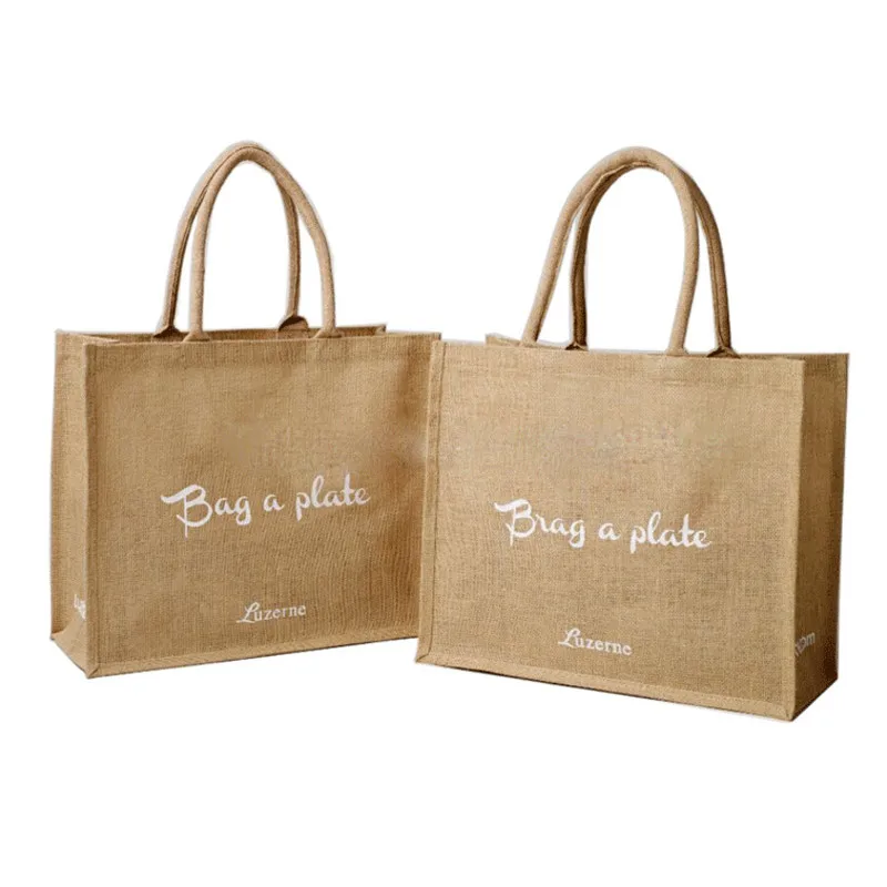 wholesale 100pcs/lot custom printed logo reusable foldable Hessian