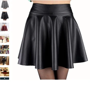 

New Sexy PU Leagth Skirt Women Slim High Waist Heigh Quality 2020 Hot Sale Short Mini Skirt Pleated Party Faux Leather Skirts