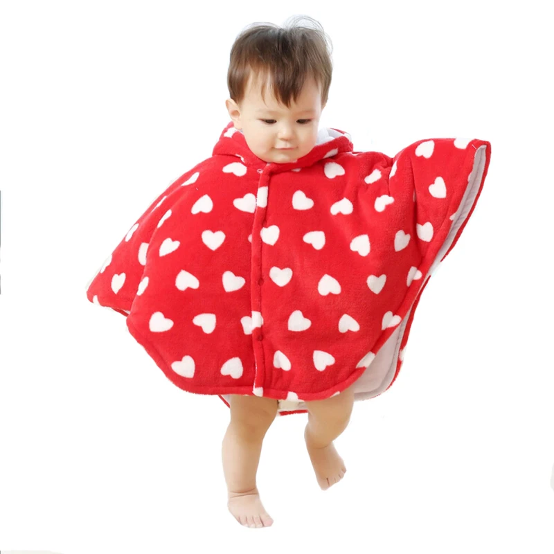 

2019 Fashion Children Cloak New Cute Babies Coral Velvet Thick Hooded Warm Cloak Soft Warm Outwear For 0-3 Years Babies Hot Sale