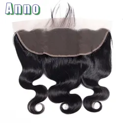 Anno волосы перуанские тела волна 13*4 Кружева Фронтальная человеческие волосы закрытие средний/свободный/три части не Реми волосы