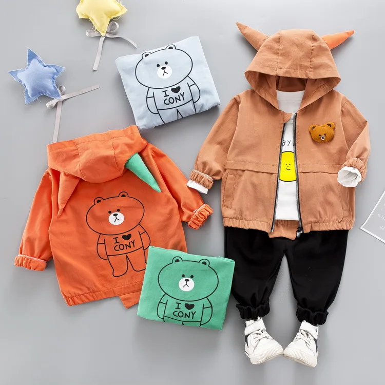 

Boys spring suit baby 0-4 years old bear three-piece handsome baby clothes Korean version boutique kids clothing outfit sets