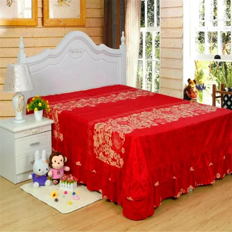 Новая двойная кровать крышка для кровати; постельное покрывало батут голова крышка утолщение шлифовка длинный штапель хлопок активная печать и окрашивание - Цвет: Красный