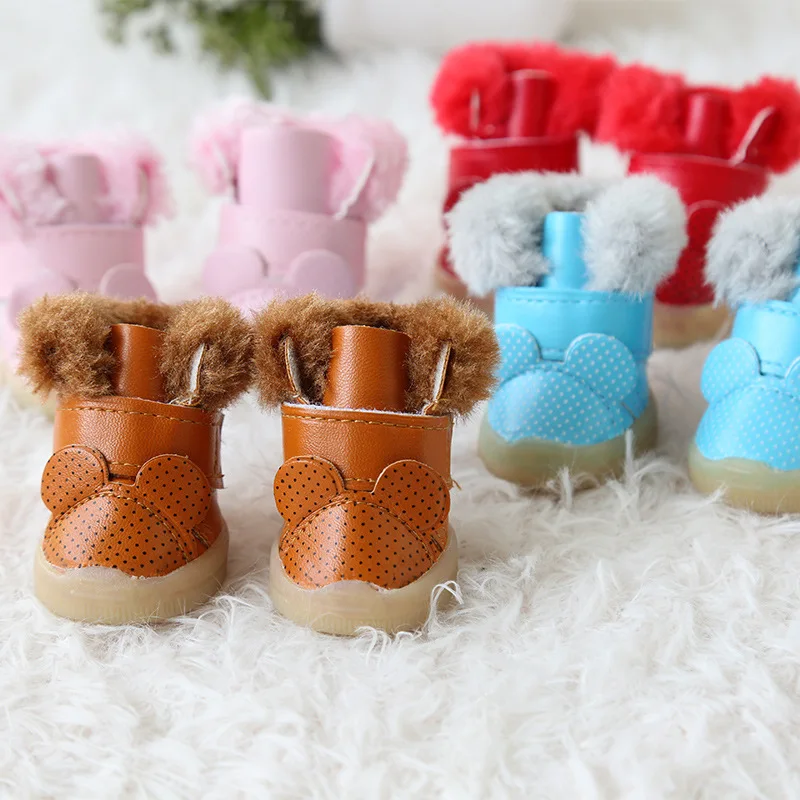 

2019 Rushed Dog Shoes for Autumn and Winter Season Multi Colors Sizes for Choice Animals Shape Pet 4pcs/set with Warm Inside