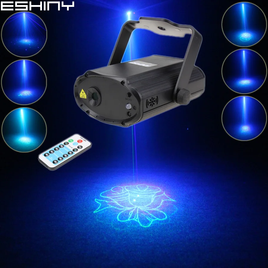 

ESHINY Remote MINI Blue Green Laser 8 Christmas Patterns Projector DJ Dance Disco Bar Family Party Lighting Effect Light T175