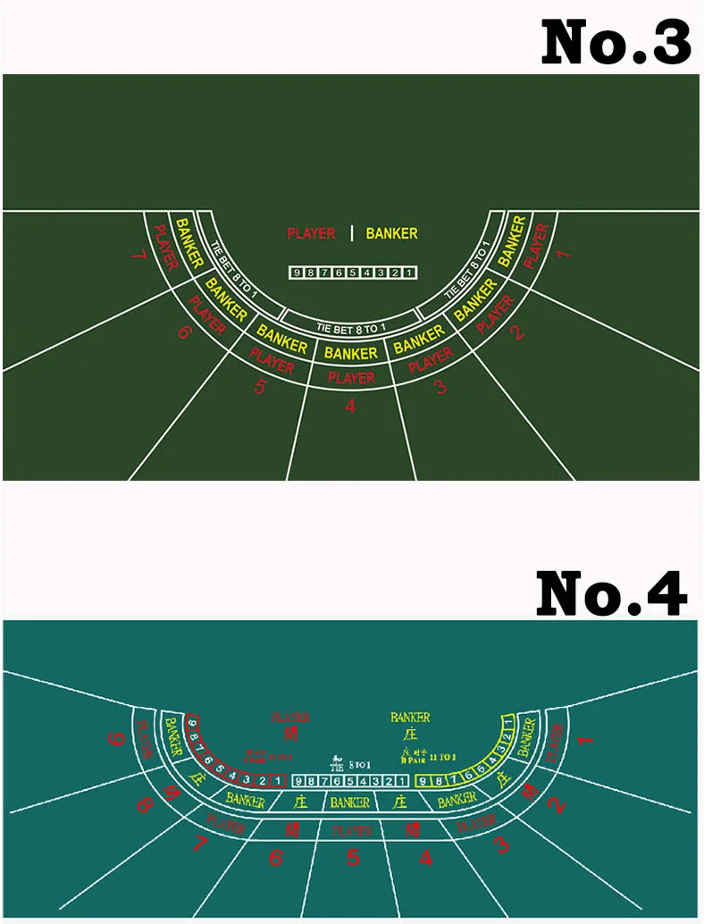 

1pc Baccarat Game Cloth Layout can be customized with good ablities of flame-proof, water-proof & pollution resisitant.