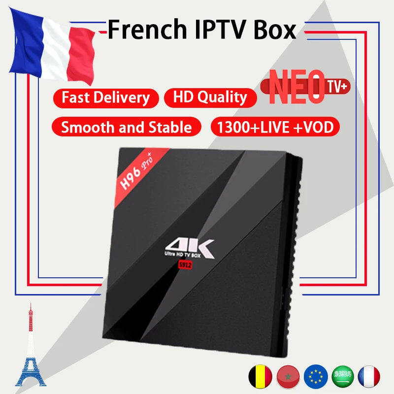 

French IPTV H96Pro+ Belgium Algeria Netherlands Arabic Europe IPTV S912 Octa Core 3G RAM 32G GB ROM Android 6.0 TV Set Top Box