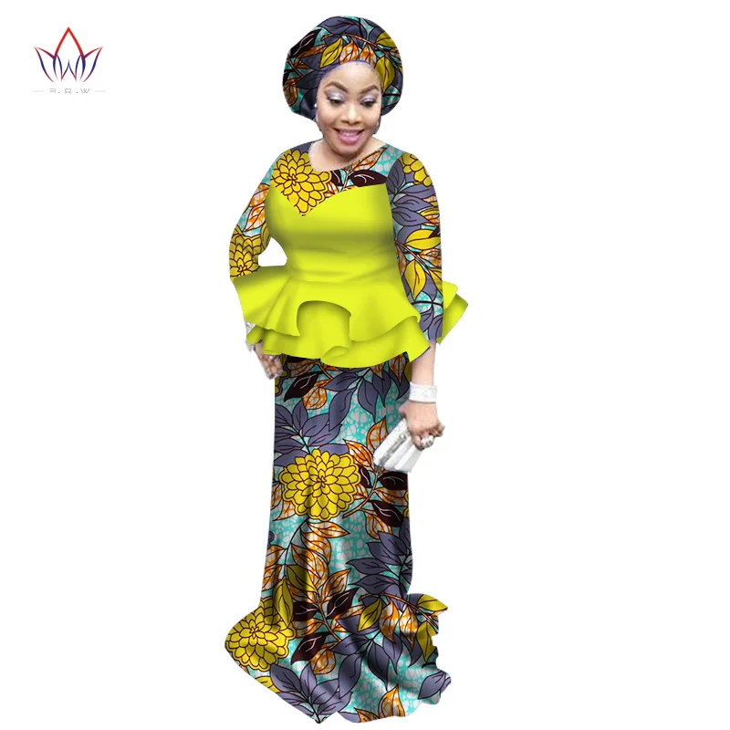 Г. в африканском стиле платья для женщин традиционные натуральные с круглым воротом 6XL 2 предмета Большие размеры обычная одежда свадебные хлопчатобумажное платье Y1773 - Цвет: 14