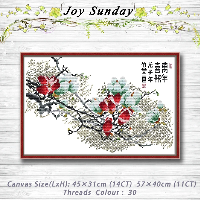 

Peach blossom flowers decor painting dmc 14CT 11CT counted cross stitch kits embroidery set Needlework Set chinese cross stitch