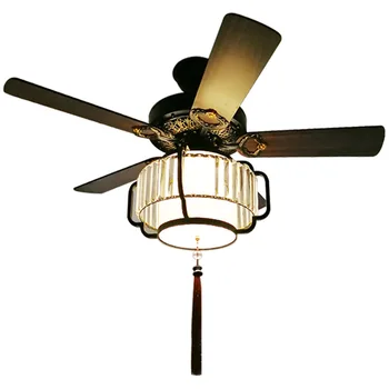 

22%,Chinese 42 inch antique ceiling fan light wood leaf silent fan light transparent light cover fan light