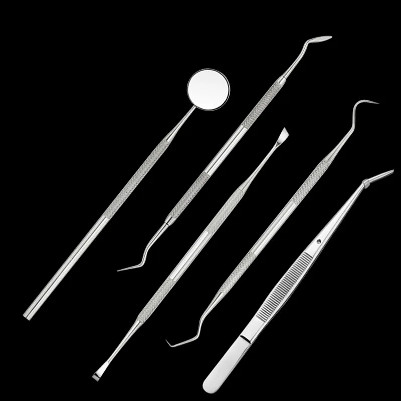 NEW 5 Pcs/Set Dentist Tool Stainless Steel Teeth Clean Tweezer Scraper Scaler Mirror Dental Probe Dental Hygiene Oral Care