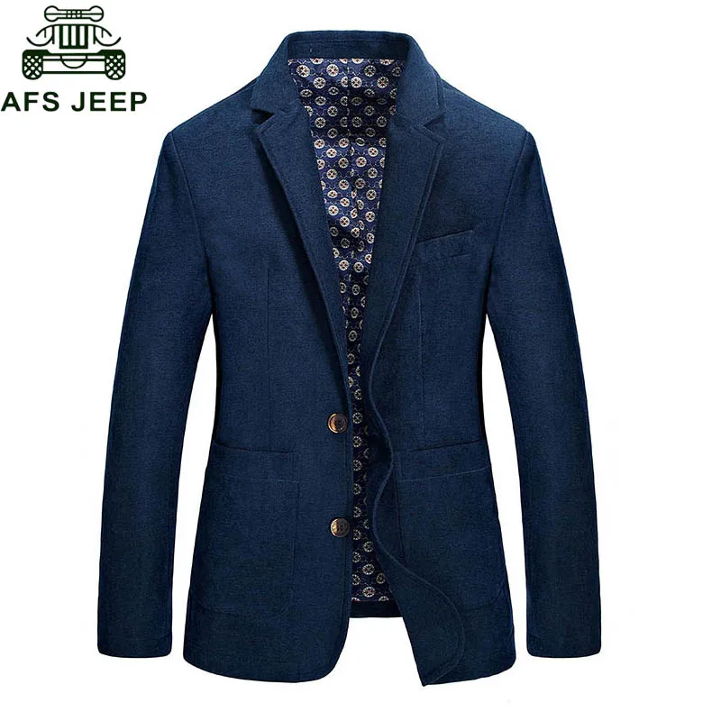 Dark Blue Afs Jeep модный мужской бейзер пиджак Весна Осень Повседневная приталенная куртка и пальто однобортный Карманы jaqueta masculina - Цвет: Dark Blue