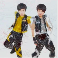 Детский комплект одежды в стиле хип-хоп, танцевальный костюм в стиле джаз, хип-хоп, Drum модная Корейская рубашка в стиле хип-хоп для мальчиков, куртка, штаны, одежда