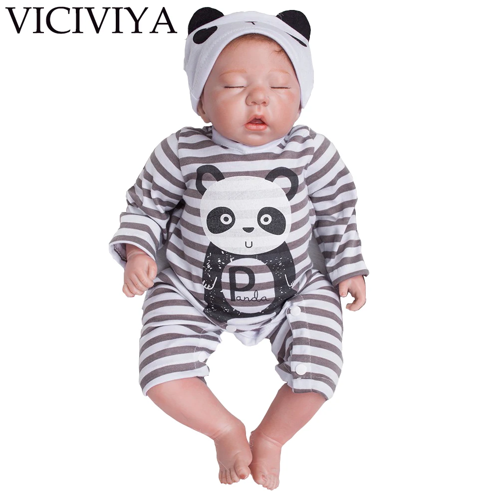 

VICIVIYA 20inch 50cm Bebe Doll Reborn Soft Silicone Vinyl Boy Girl Toy Reborn Baby Doll Gift for Children Panda boy doll