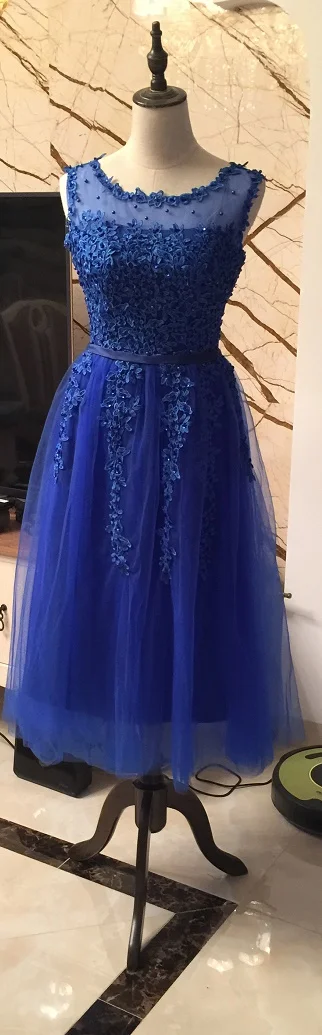 SOCCI тюль кружево Аппликация вечернее платье красная молния сзади А-силуэт Формальные Свадебные Вечерние платья Жемчуг Бисероплетение платья для приема - Цвет: Royal blue