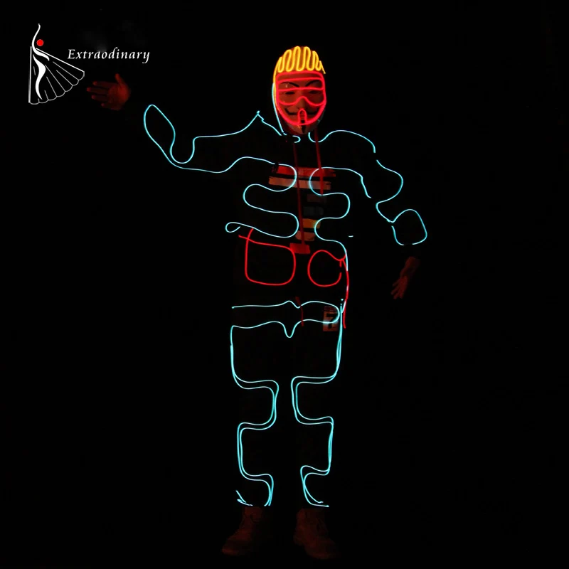 

Halloween LED Dance Costumes Luminous Performance Stage Trendy Style As Party Light Up Dance Wear DJ Dance Luminous 8pcs