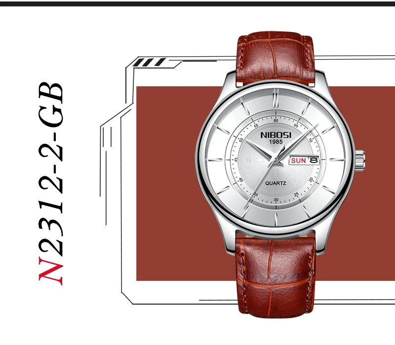 Relogio NIBOSI Watch Men Waterproof Leather And Steel Band Men Watch Date Day Blue Wrist Watch Analog Quartz Fashion Male Clock  (14)