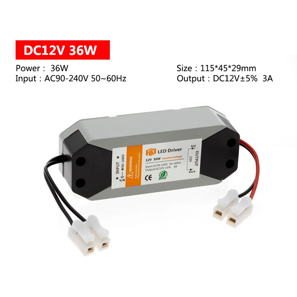 12V источник питания светодиодный драйвер 36W 72W AC 94 V-220 V до 12V DC трансформатор освещения для светодиодной ленты