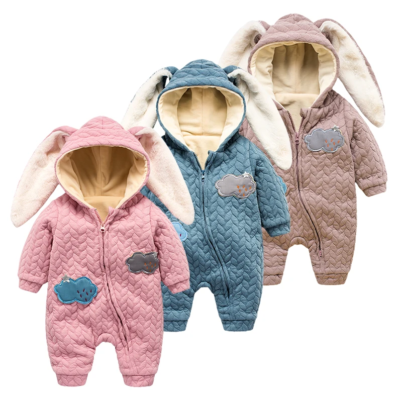 Baby winter newborn bodysuit long sleeve romper thickening female baby