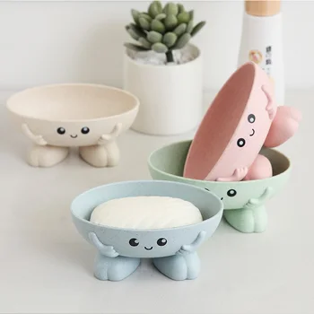 

Creative Cartoon Plastic Drain Soap Box Shower Plate Bathroom Home Case Container Travel Holder Dish Candy Color Soap Tray Box