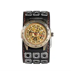 Механические часы с автоподзаводом наручные часы 3ATM водостойкий светящийся циферблат кожа ширина ремешка панк стиль horloges mannen