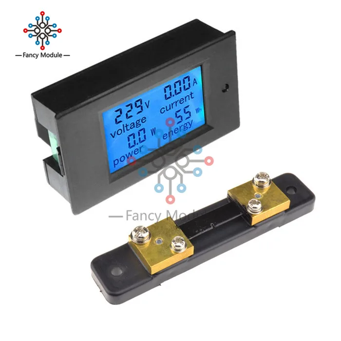 DC 6.5 100v 50A LCD Combo Meter Voltage current KWh Watt Panel Meter