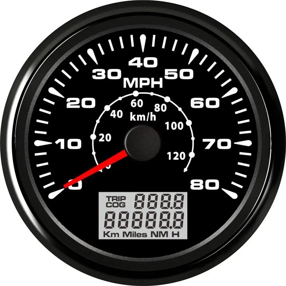 85MM GPS Speedometer Odometer 0 80MPH 0 120KM/H Speed Gauge for Boat