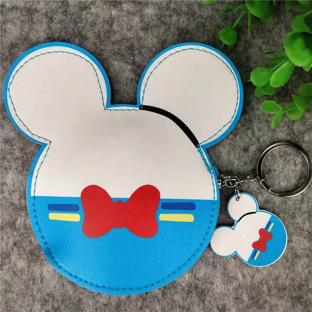 7 Disney мультфильм Микки Маус голова Форма Цвет печатных pu кожаный портмоне автобус карты набор брелок монета кошелек - Цвет: 7
