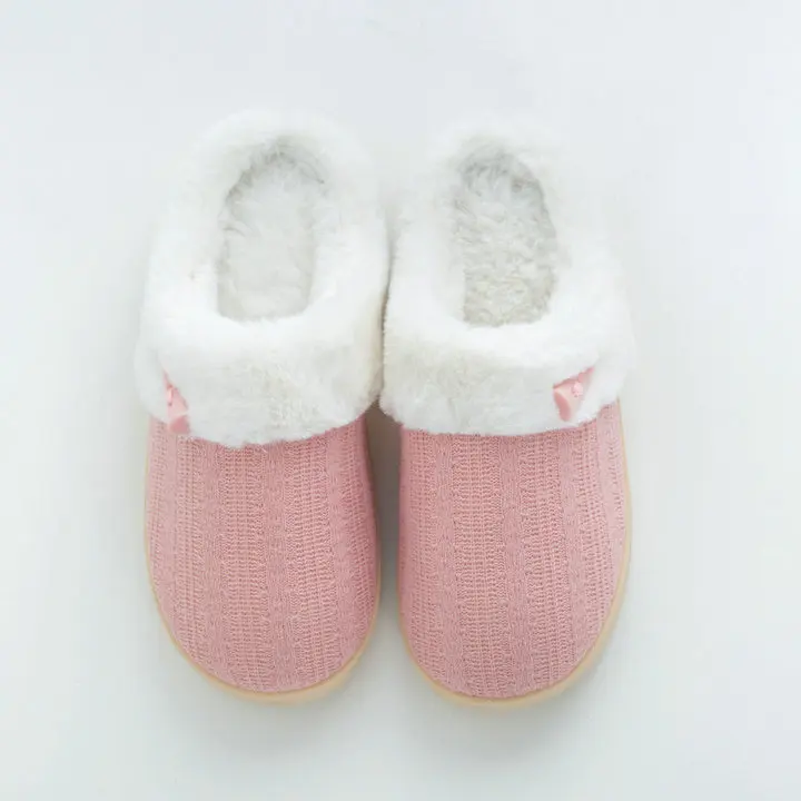 Unisex Comfort Knitted Cotton Slippers Washable Flat Closed Toe Ultra Lightweight Indoor Shoes TPR Non-slip Sole Slippers (9)