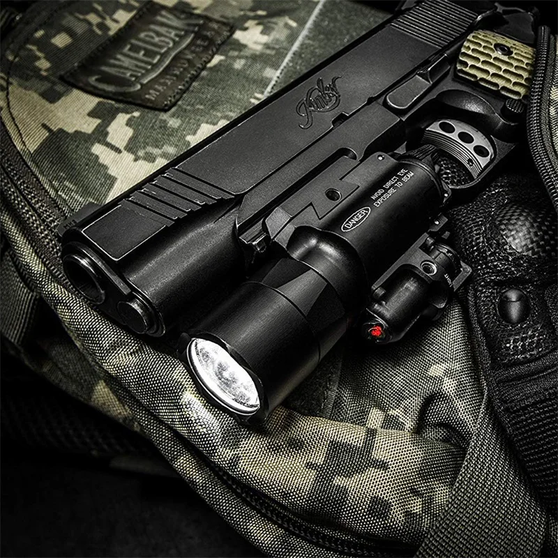 Tactical X400 LED Handgun Flashlight Weapon Light With Red Laser Sight Combo For Airsoft Hunting Shooting (8)