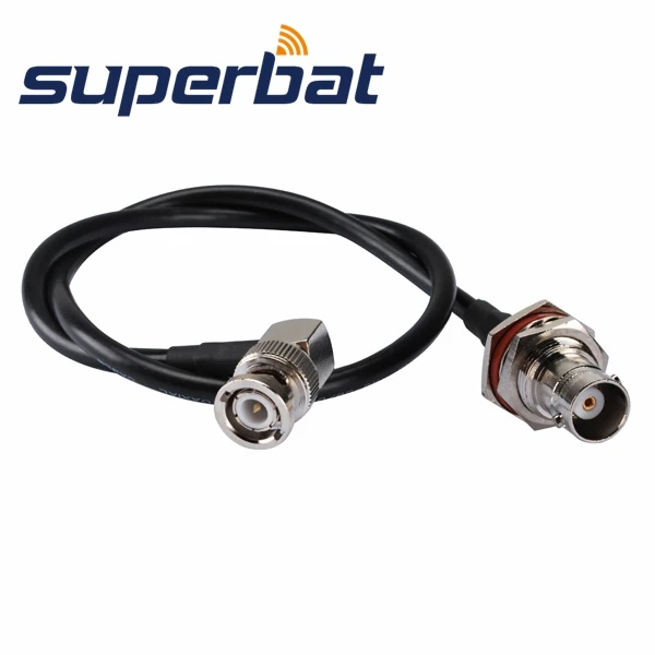 

Superbat BNC Female Jack BulkHead with O-ring to MMCX Male Right Angle Plug connector Antenna Feeder RG-58 50cm cable assembly